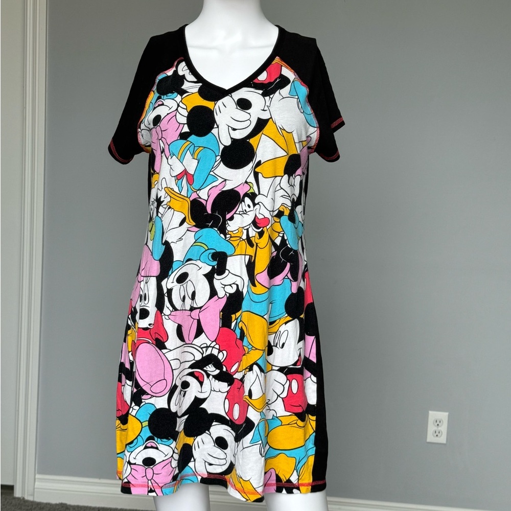 Disney Black Nightgown with Mickey Mouse and Friends